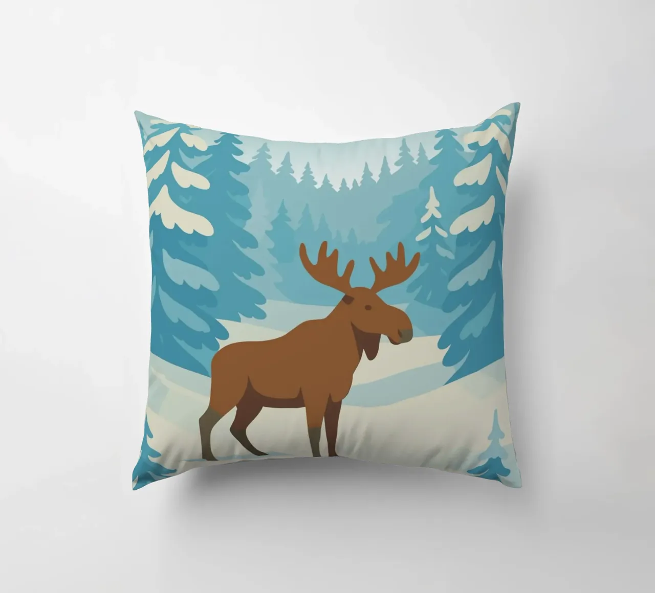 Alce in una foresta innevata cuscino da minimalist designs