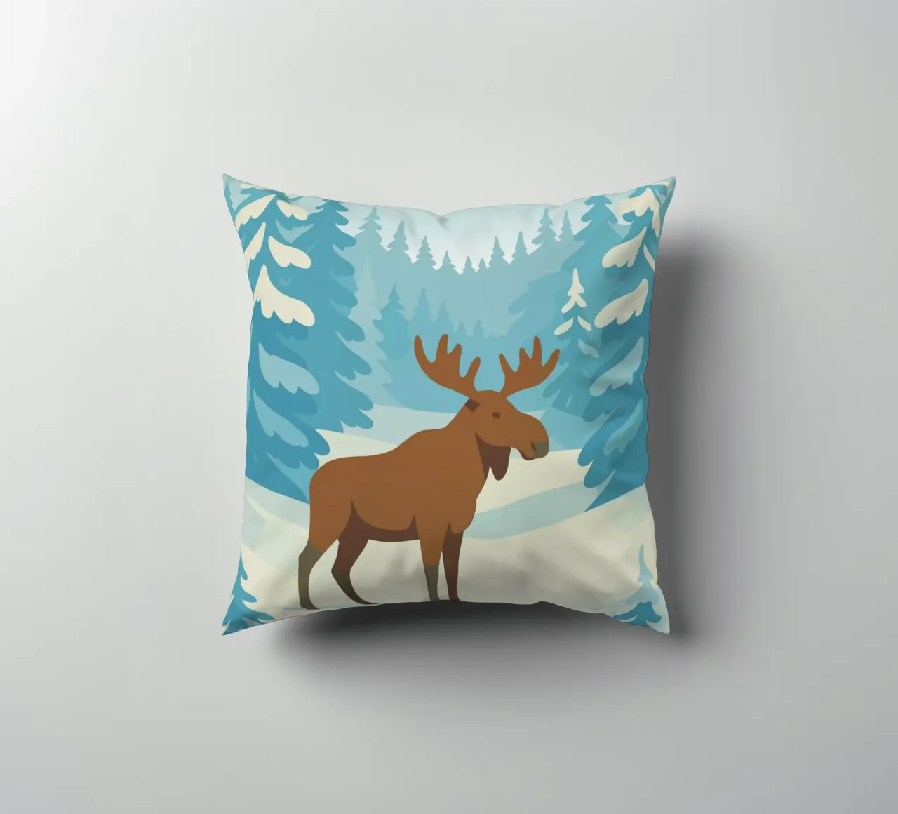 Alce in una foresta innevata cuscino da minimalist designs