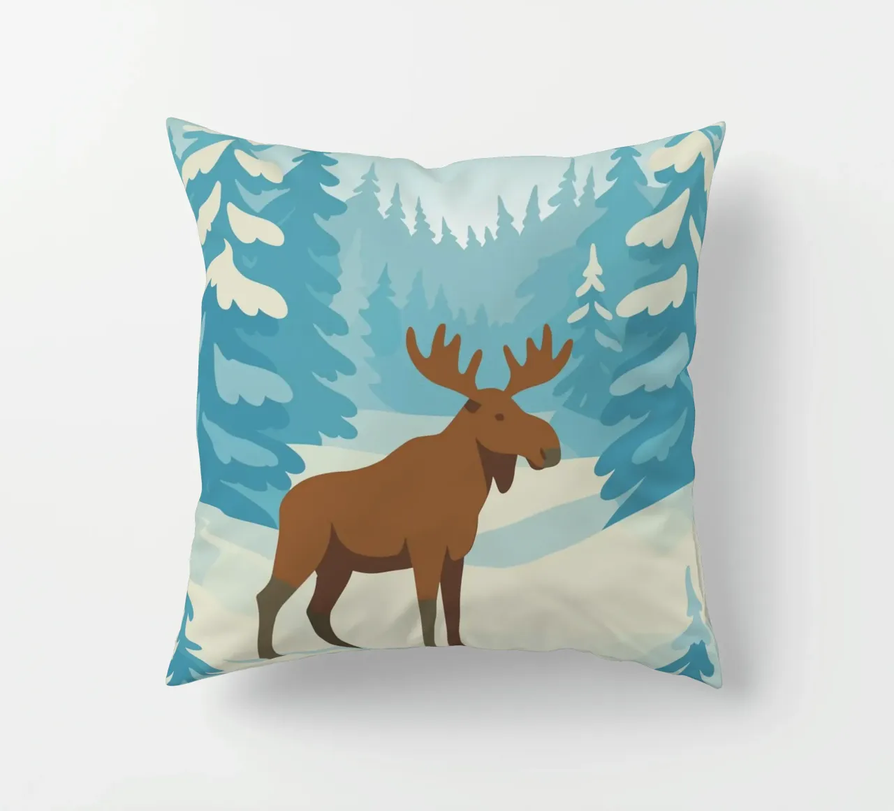 Alce in una foresta innevata cuscino da minimalist designs