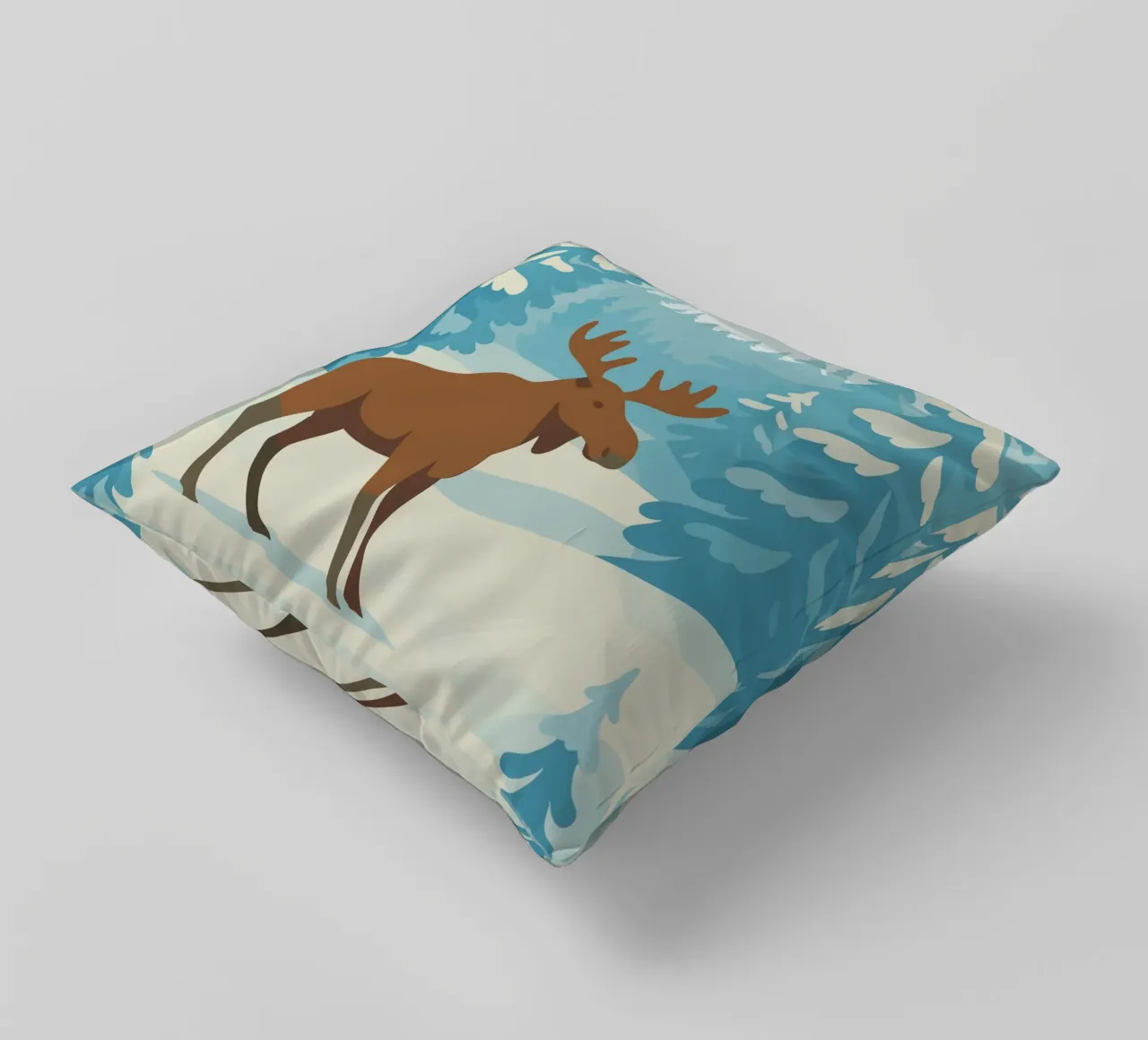 Alce in una foresta innevata cuscino da minimalist designs