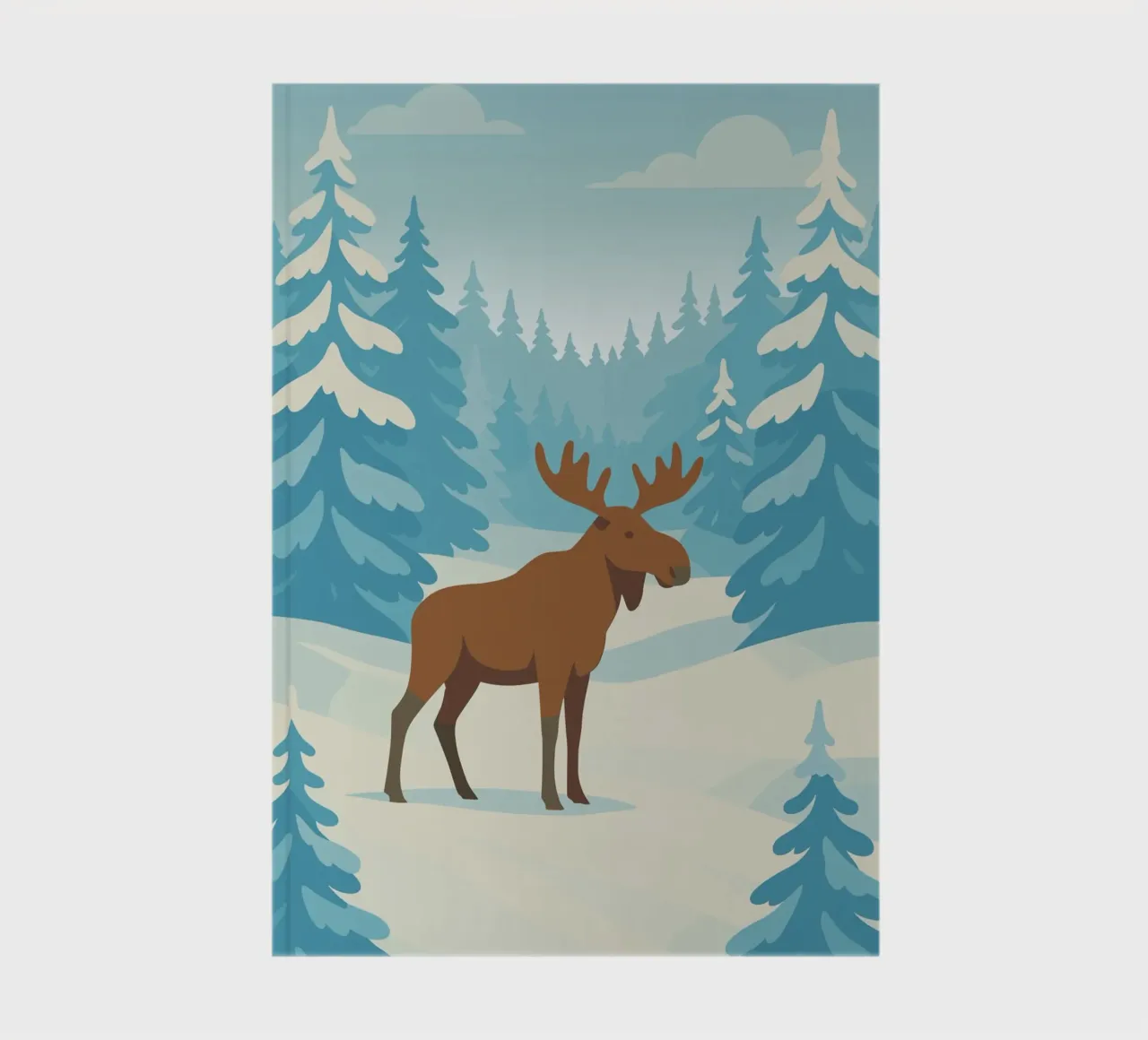 Moose in a snowy forest notebook by minimalist designs