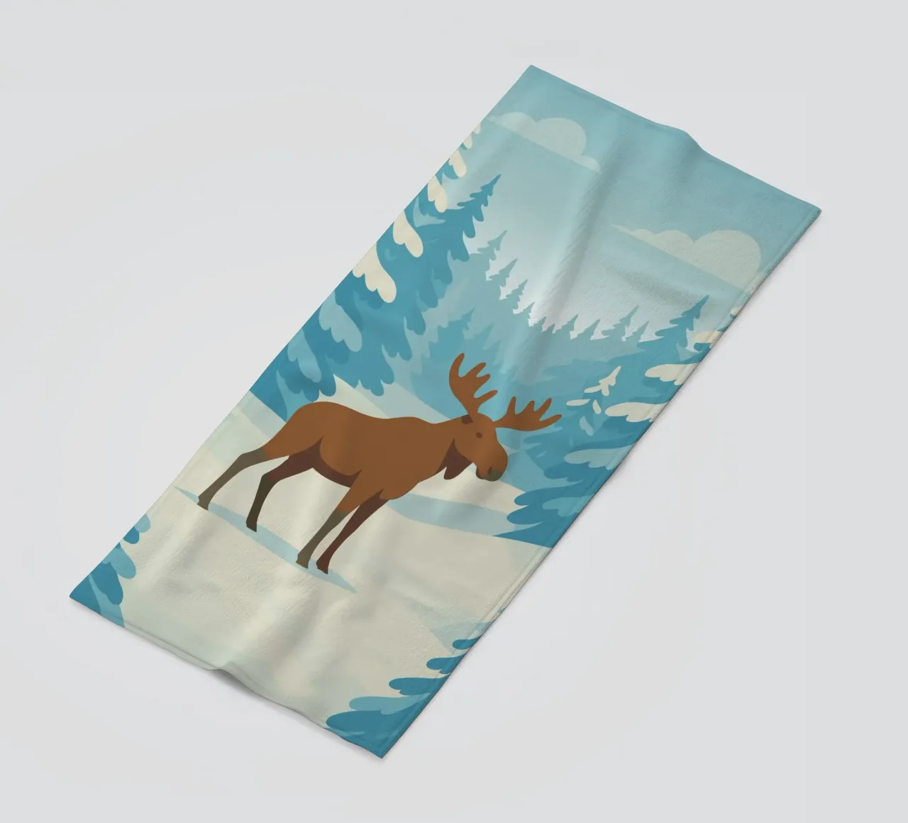 Alce in una foresta innevata telo mare da minimalist designs