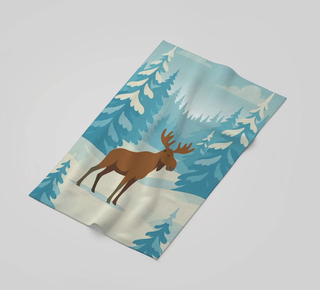Alce in una foresta innevata telo mare da minimalist designs