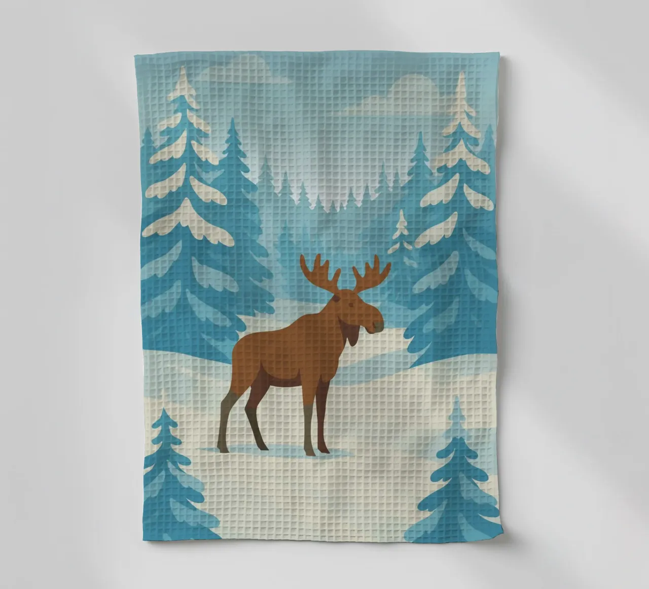 Alce in una foresta innevata canovaccio da cucina da minimalist designs