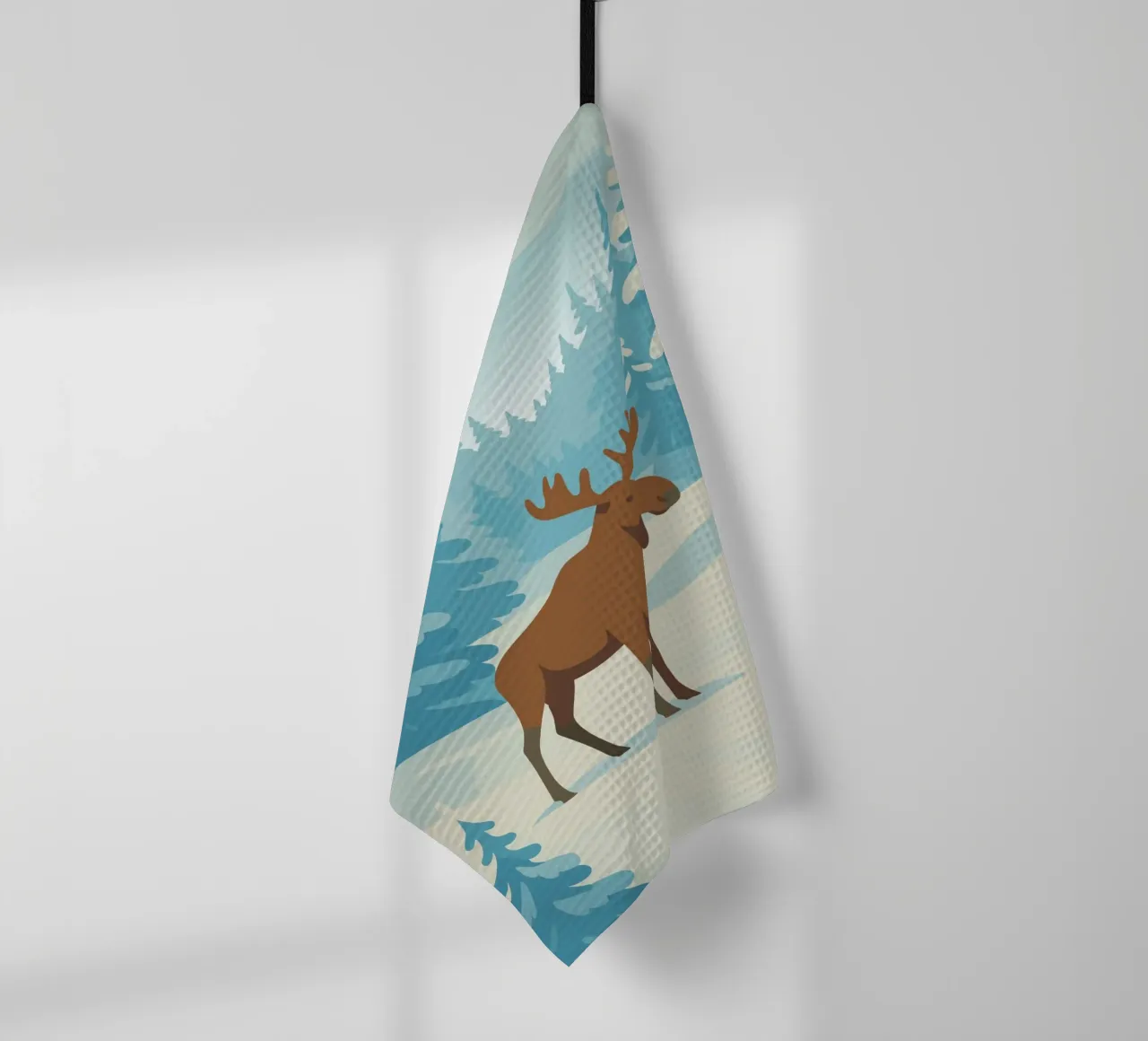 Alce in una foresta innevata canovaccio da cucina da minimalist designs