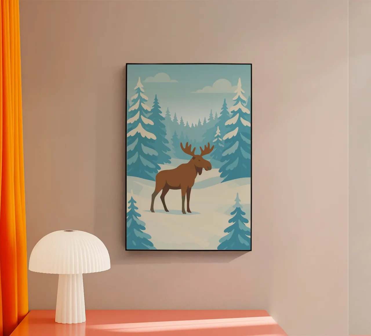 Alce in una foresta innevata plexiglass da minimalist designs