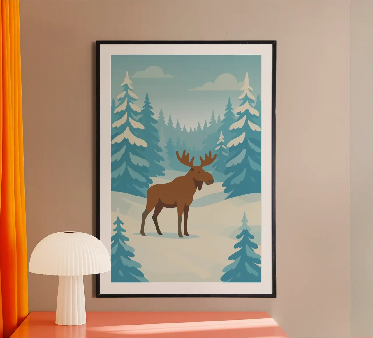 Alce in una foresta innevata carta hahnemühle da minimalist designs