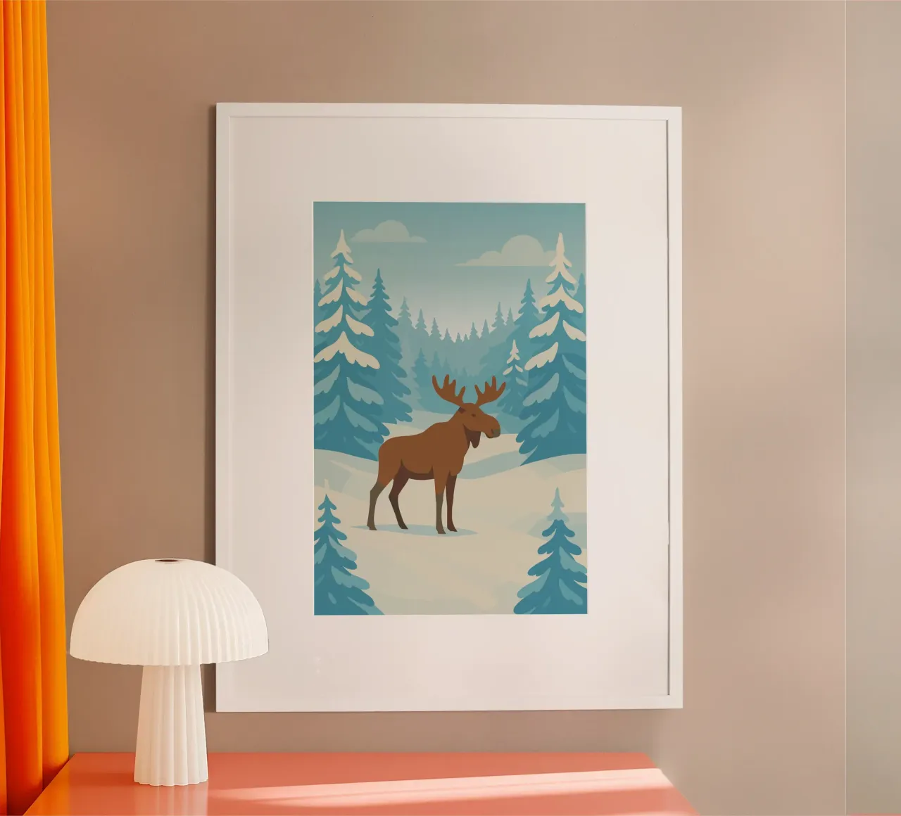 Alce in una foresta innevata carta hahnemühle da minimalist designs