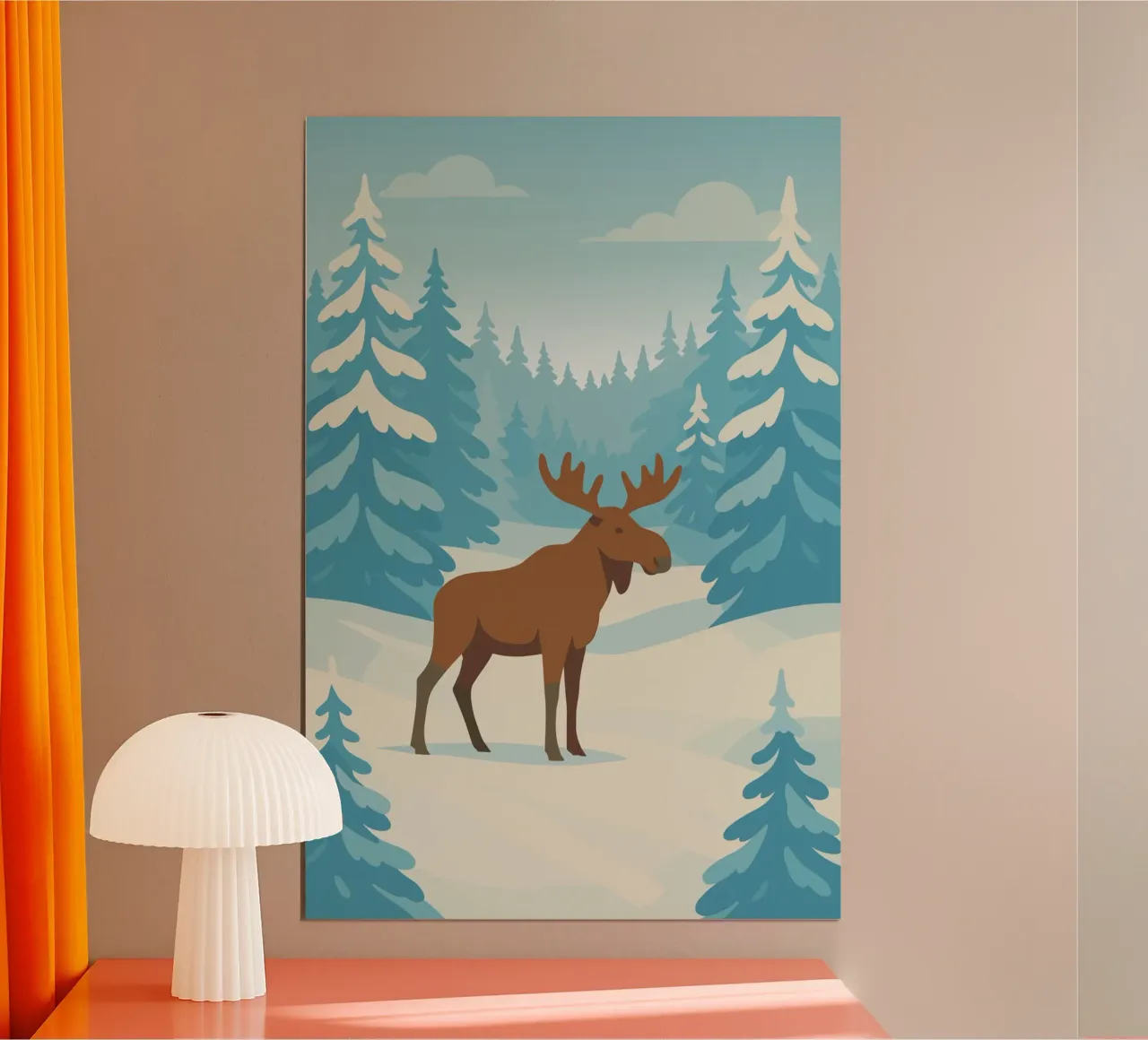 Alce in una foresta innevata carta hahnemühle da minimalist designs