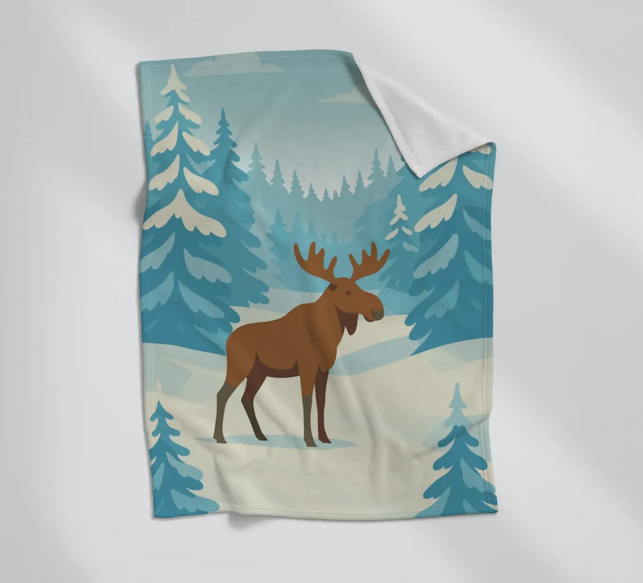 Alce in una foresta innevata coperta in pile da minimalist designs