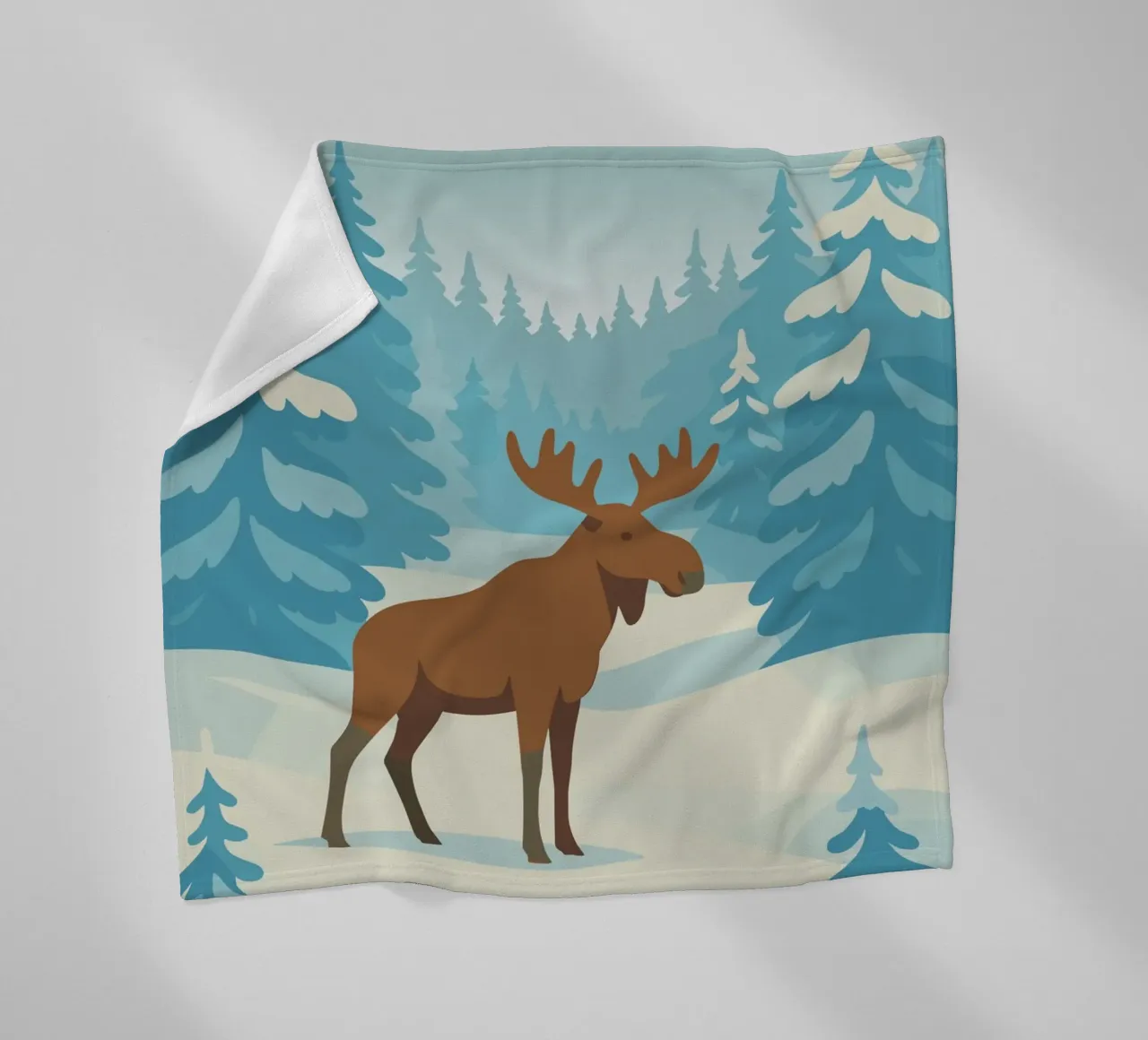 Alce in una foresta innevata coperta in pile da minimalist designs