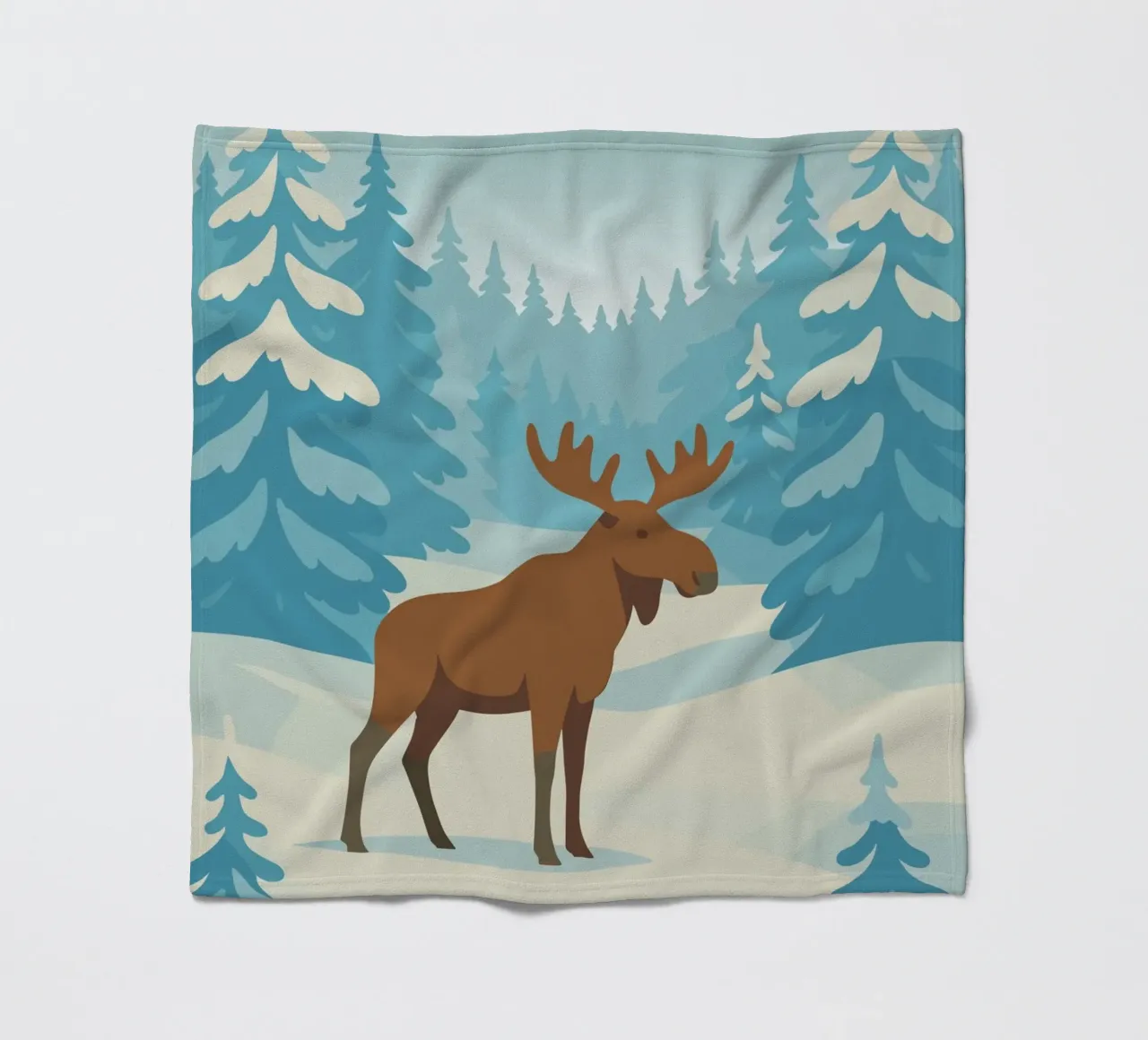 Alce in una foresta innevata coperta in pile da minimalist designs