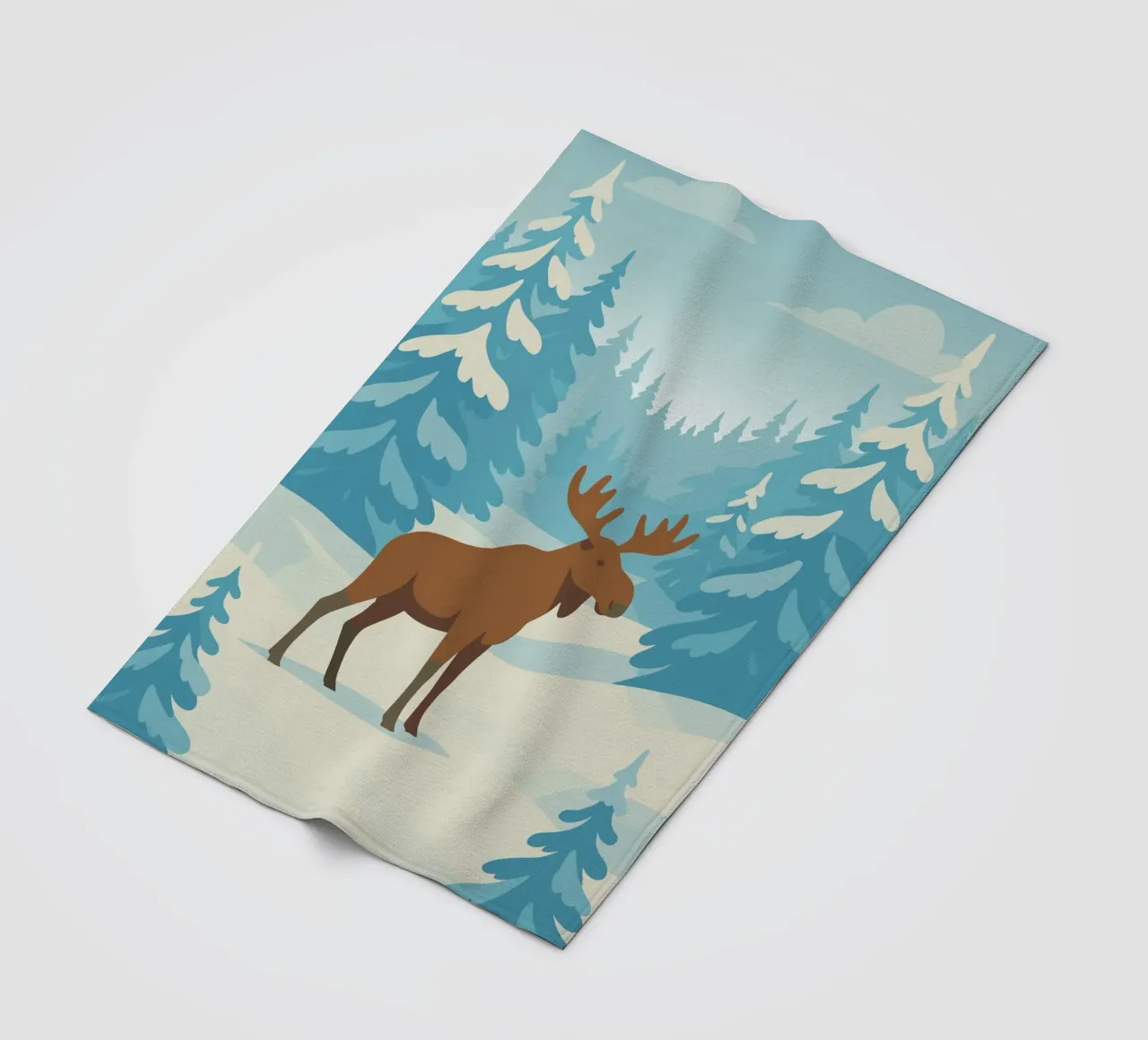 Alce in una foresta innevata coperta in pile da minimalist designs