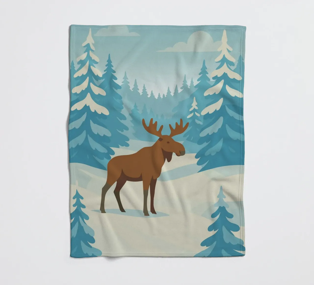 Alce in una foresta innevata coperta in pile da minimalist designs