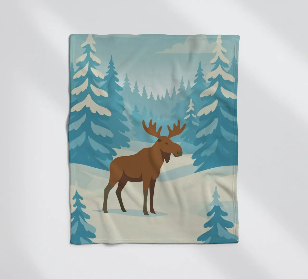 Alce in una foresta innevata coperta in pile da minimalist designs