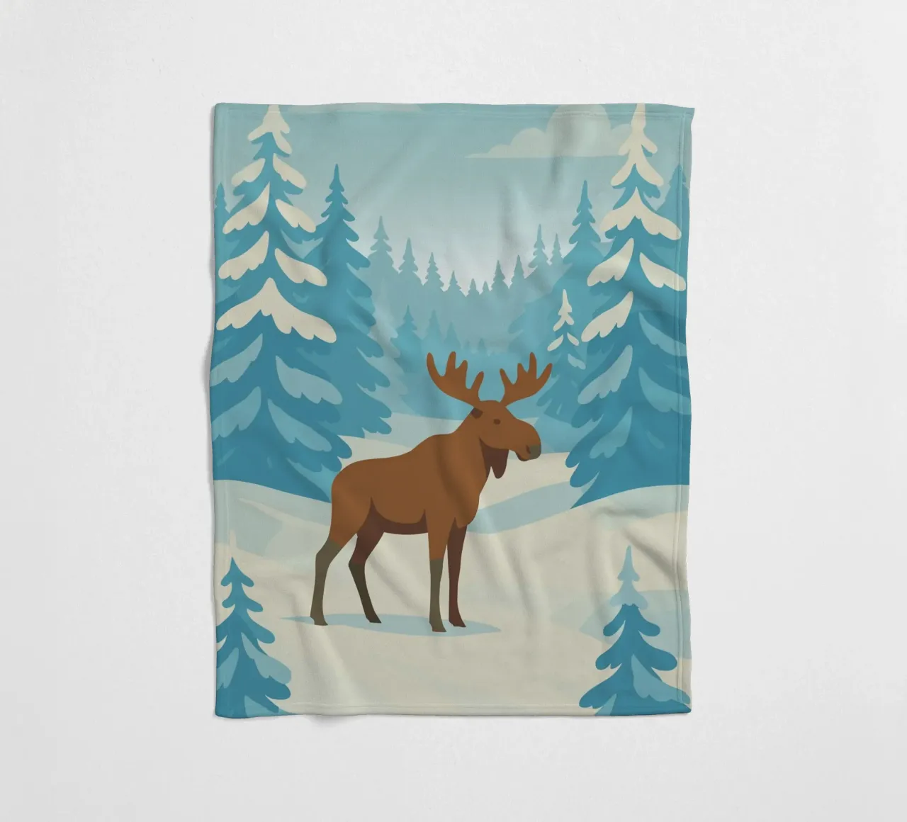 Alce in una foresta innevata coperta in pile da minimalist designs