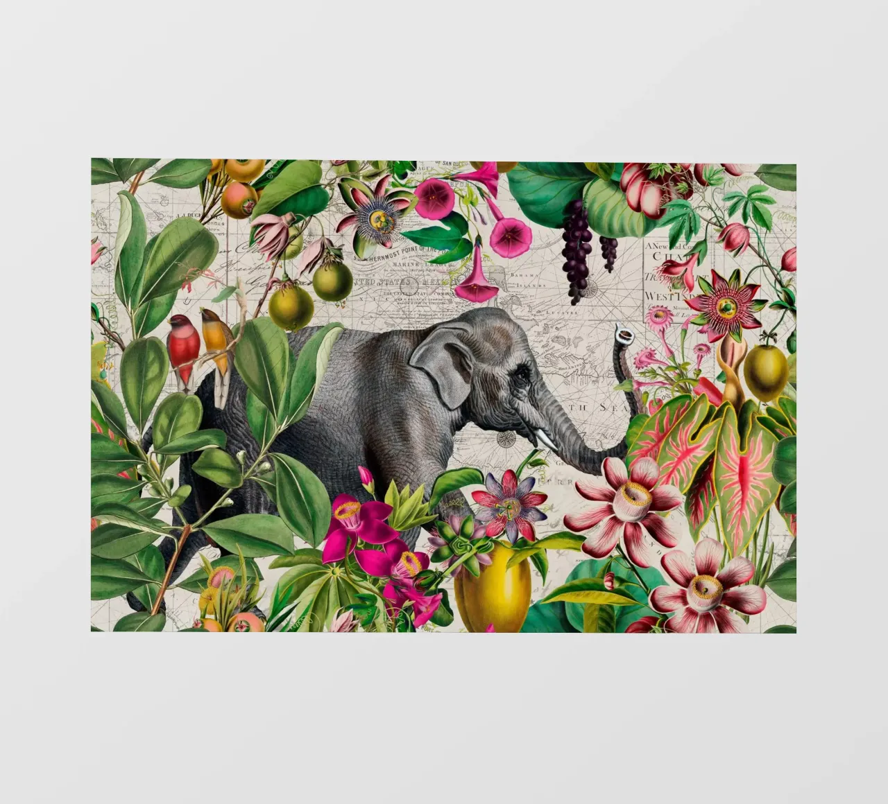 Elefanti Paradiso Tropicale telo in pvc da Andrea Haase Vintage World