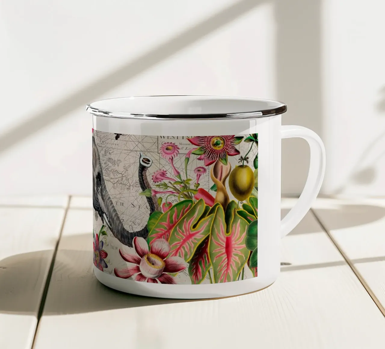 Elefanti Paradiso Tropicale tazza in smalto da Andrea Haase Vintage World