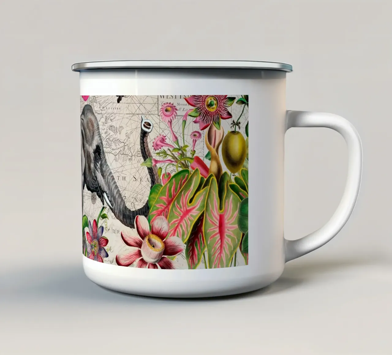Elefanti Paradiso Tropicale tazza in smalto da Andrea Haase Vintage World
