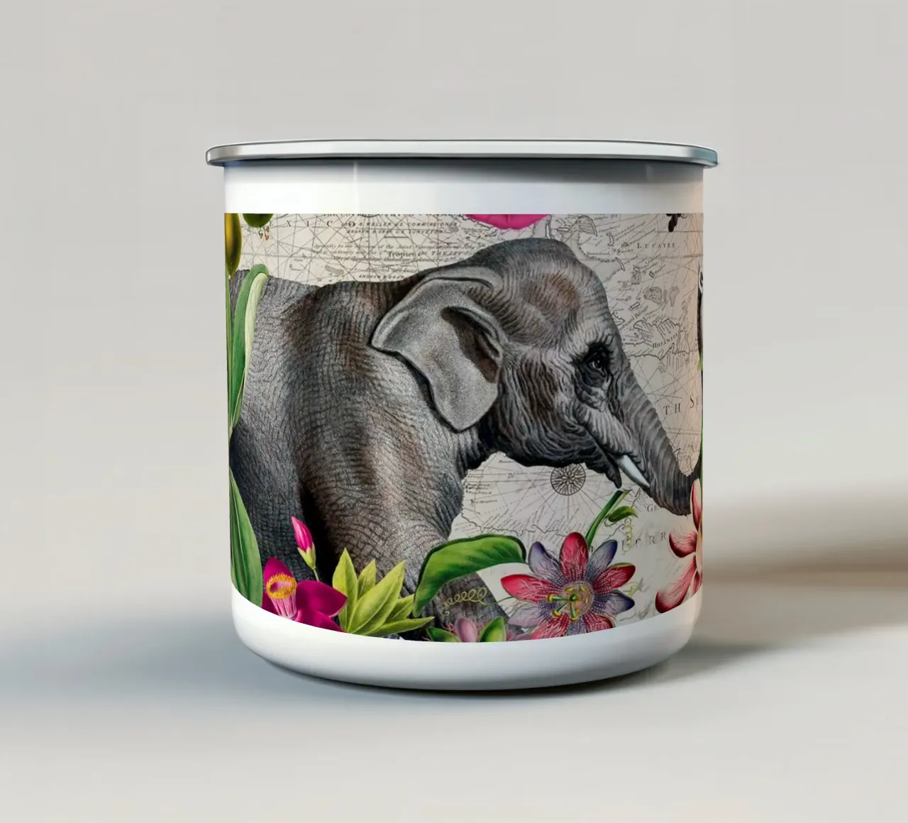 Elefanti Paradiso Tropicale tazza in smalto da Andrea Haase Vintage World