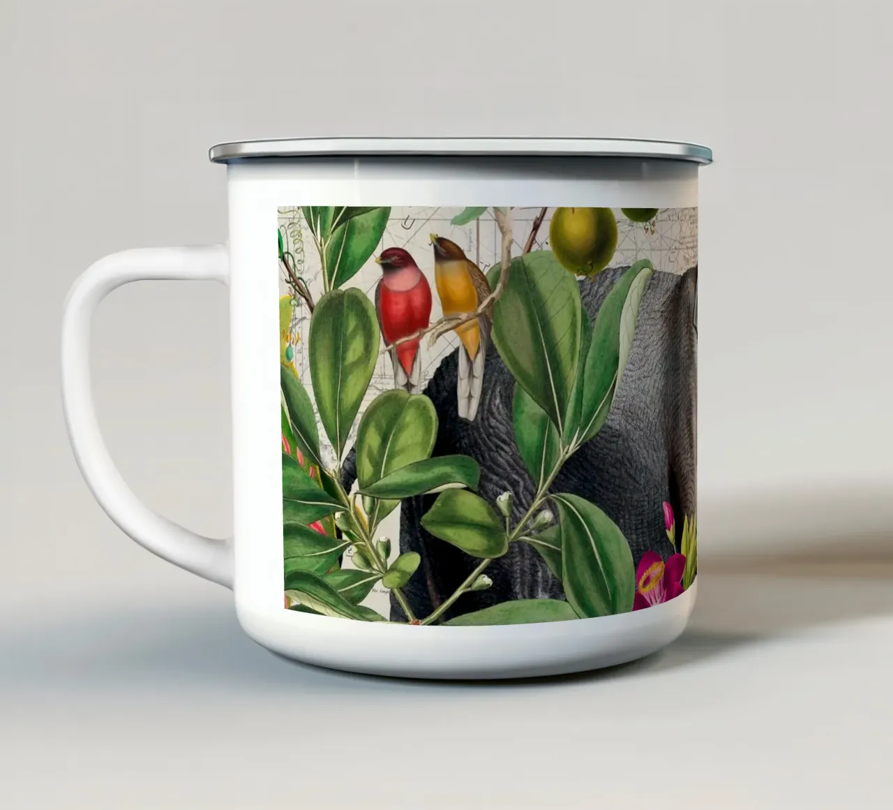 Elefanti Paradiso Tropicale tazza in smalto da Andrea Haase Vintage World