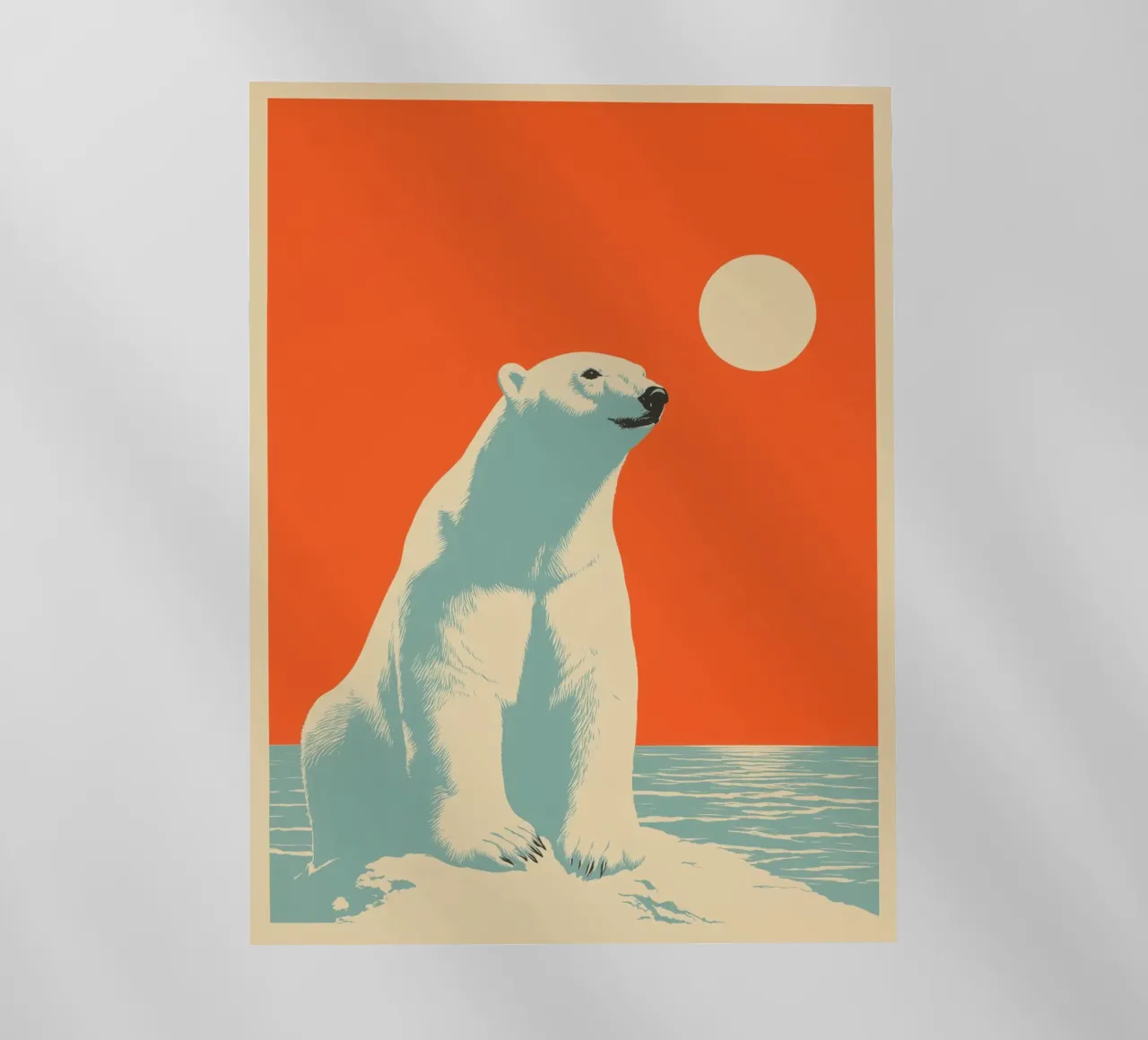 Orso polare in un tramonto retrò pellicola backlit da Autofocus