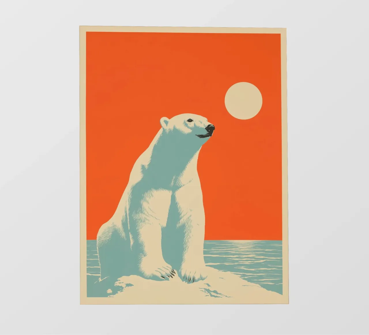 Orso polare in un tramonto retrò pellicola backlit da Autofocus