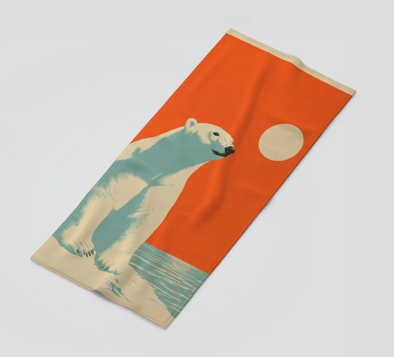 Orso polare in un tramonto retrò telo mare da Autofocus