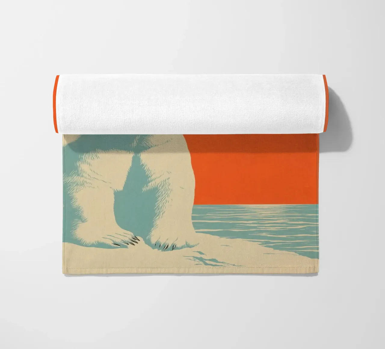 Orso polare in un tramonto retrò telo mare da Autofocus