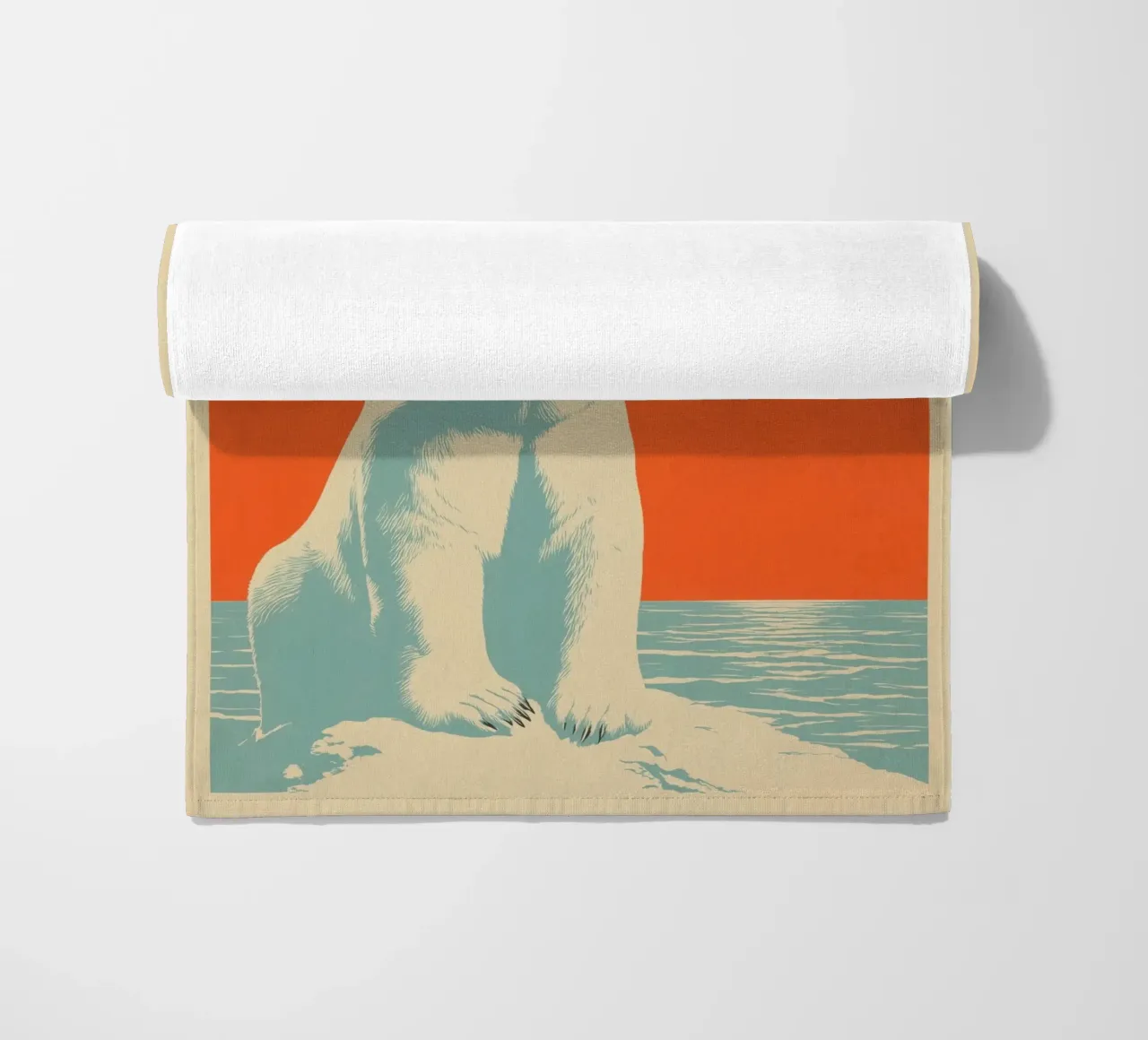 Orso polare in un tramonto retrò telo mare da Autofocus