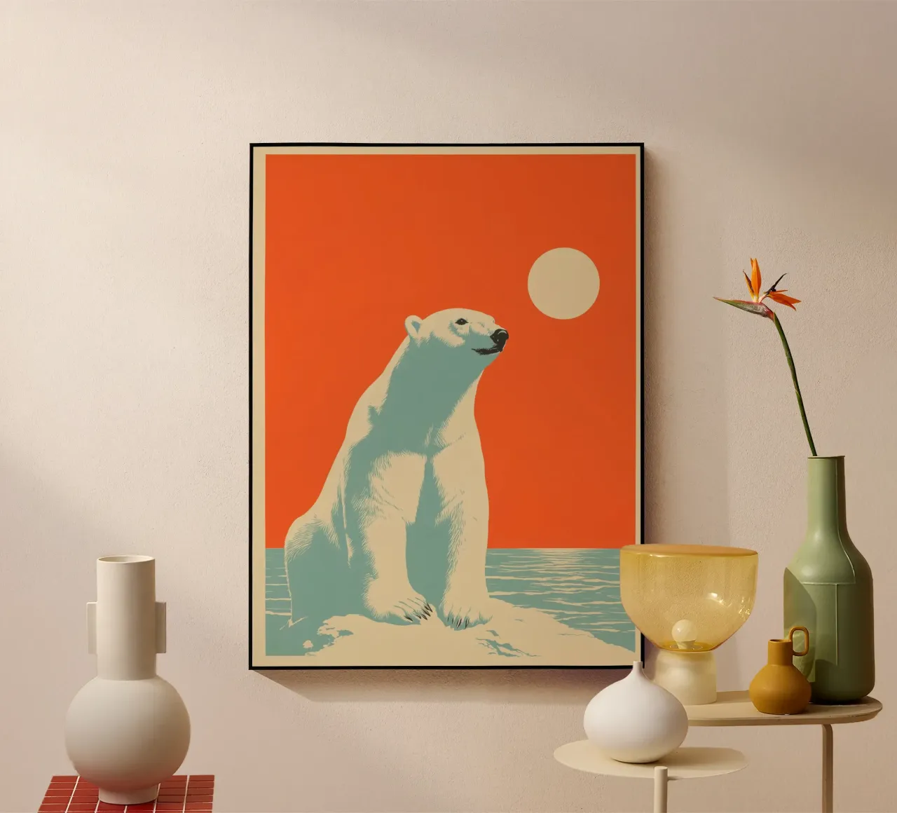 Orso polare in un tramonto retrò plexiglass da Autofocus