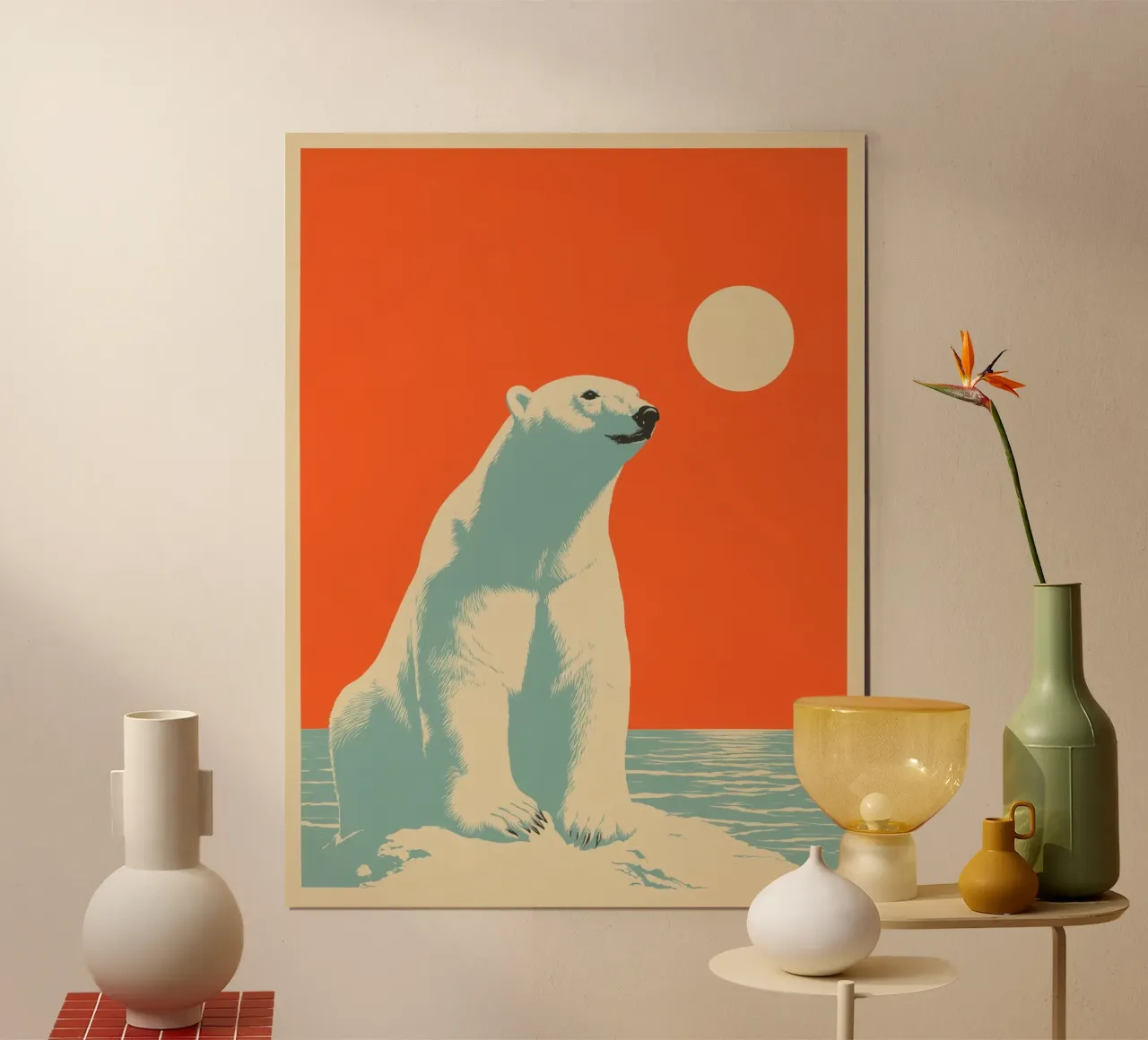 Orso polare in un tramonto retrò carta hahnemühle da Autofocus