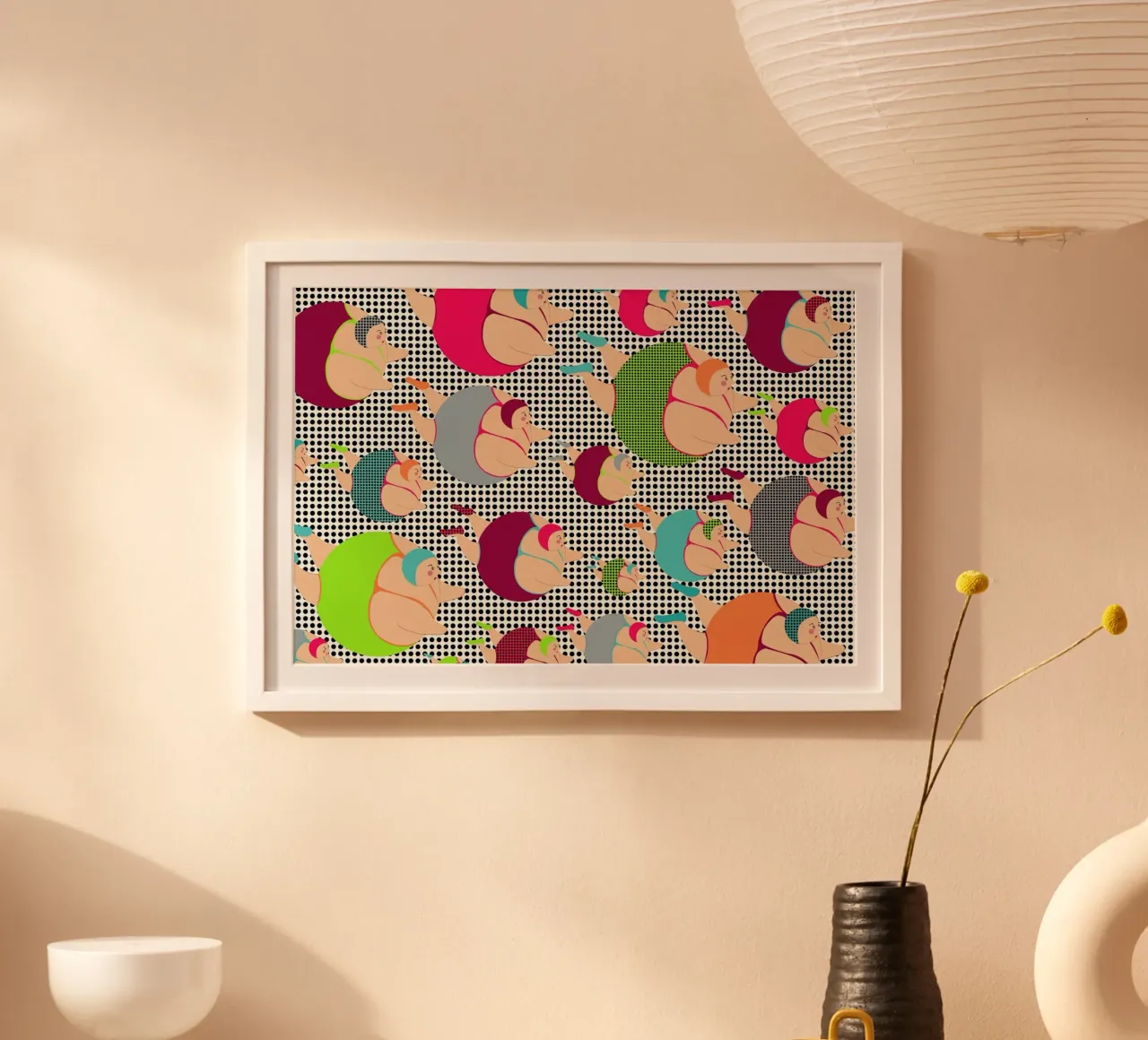 Spotty Swimmers (SSWIM) poster con telaio in alluminio da Maria Kritzas