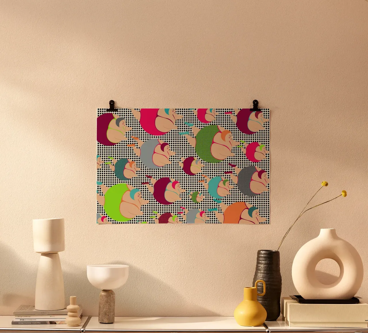 Spotty Swimmers (SSWIM) poster con telaio in alluminio da Maria Kritzas