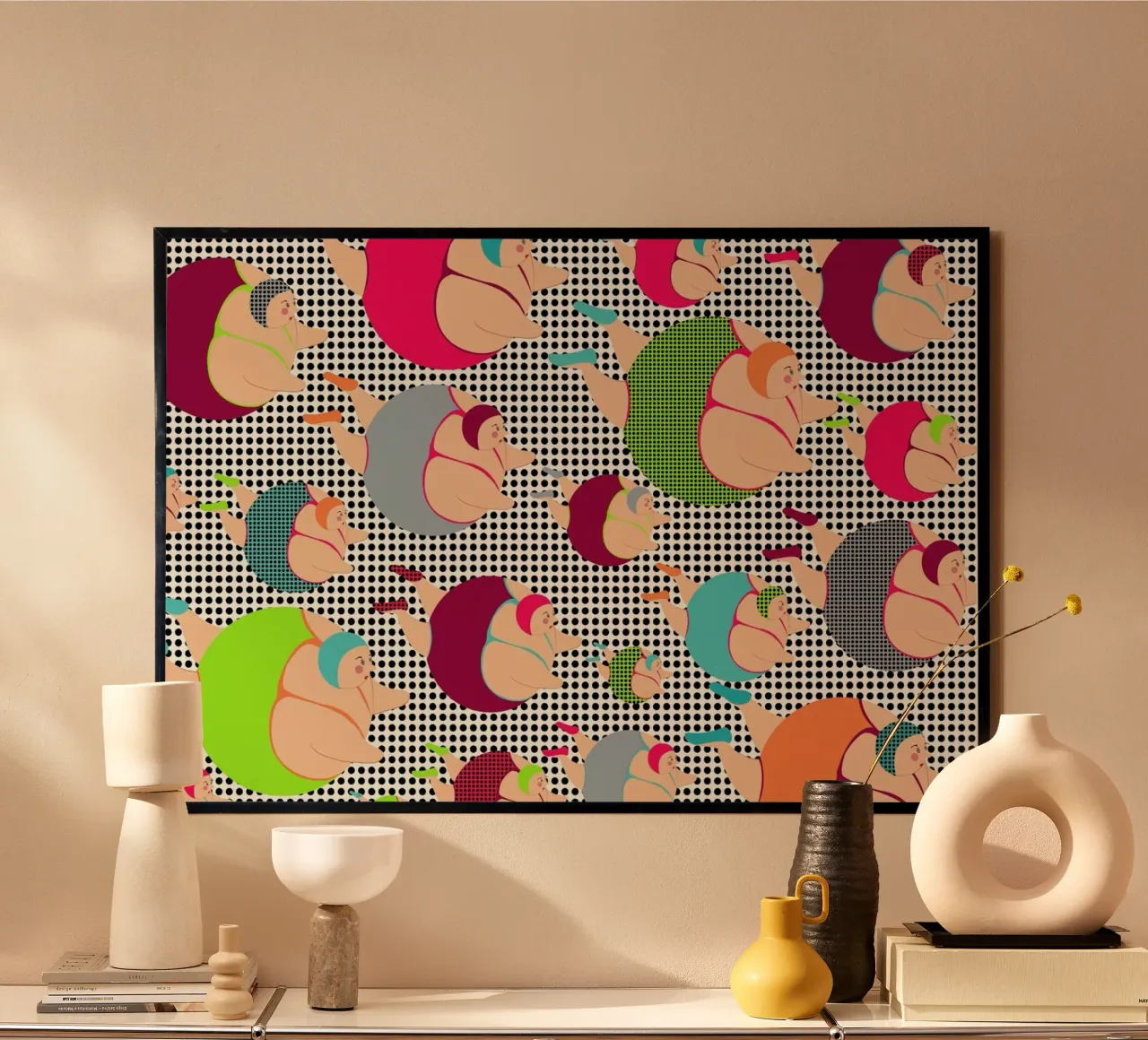 Spotty Swimmers (SSWIM) poster con telaio in alluminio da Maria Kritzas