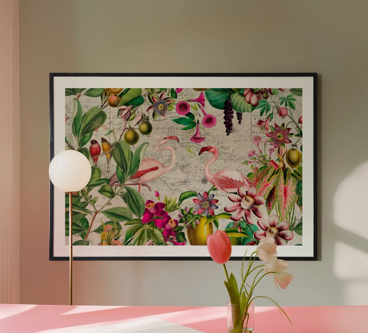 L'île tropicale des flamants roses poster de Andrea Haase Vintage World