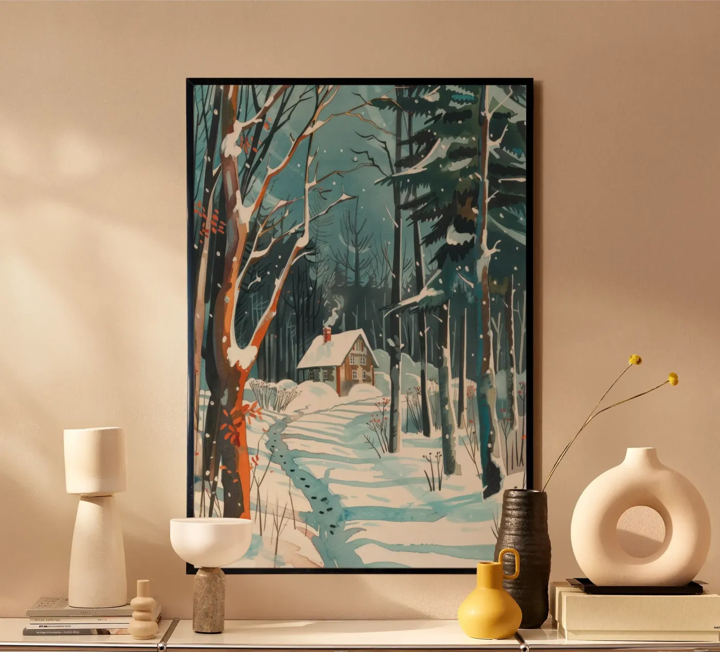 Winter Cabin poster by treechild