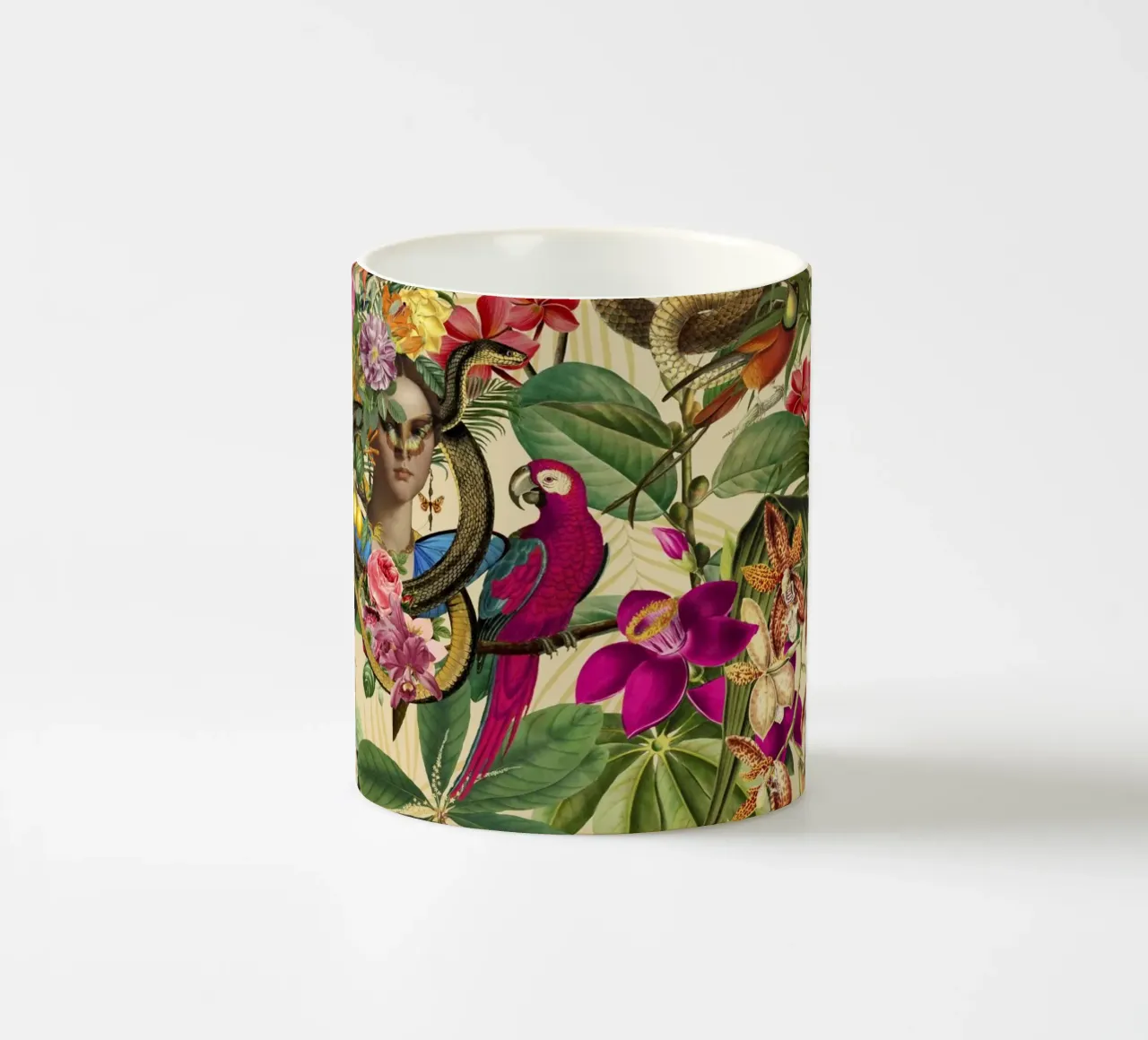 Principessa serpente della giungla tropicale tazza in ceramica da Andrea Haase Vintage World