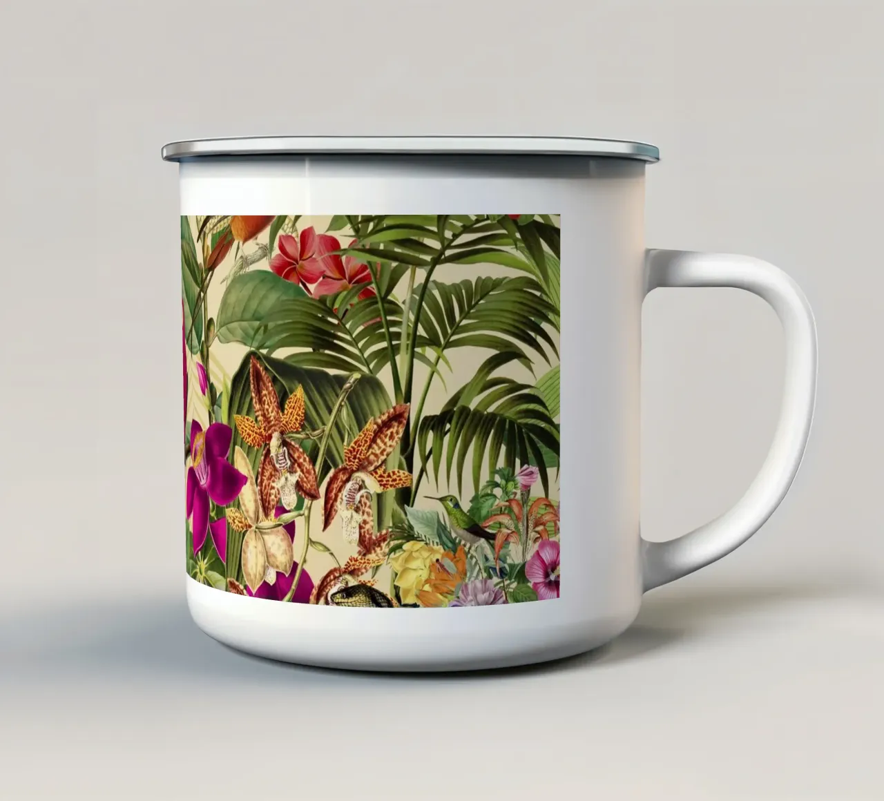 Principessa serpente della giungla tropicale tazza in smalto da Andrea Haase Vintage World