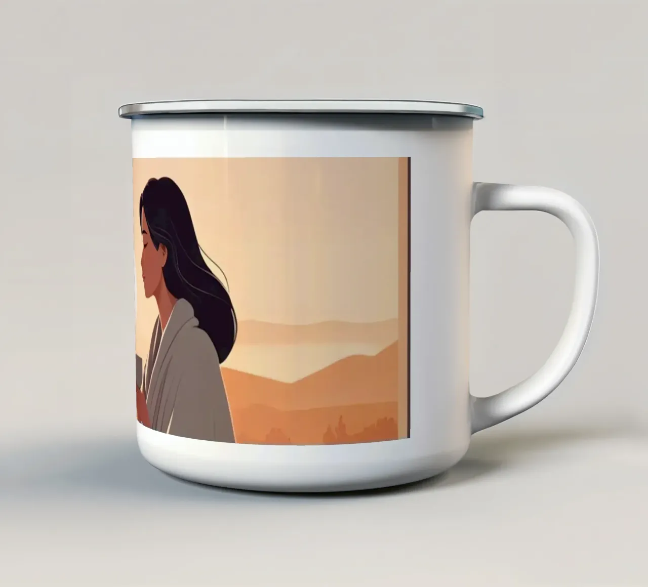 Alba dal balcone tazza in smalto da Maison Solis