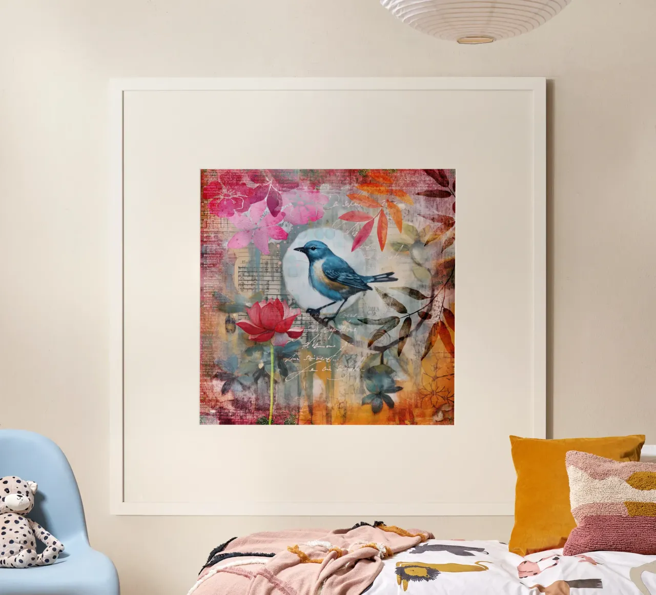 Uccelli di fine estate poster con telaio in legno da Andrea Haase Vintage World