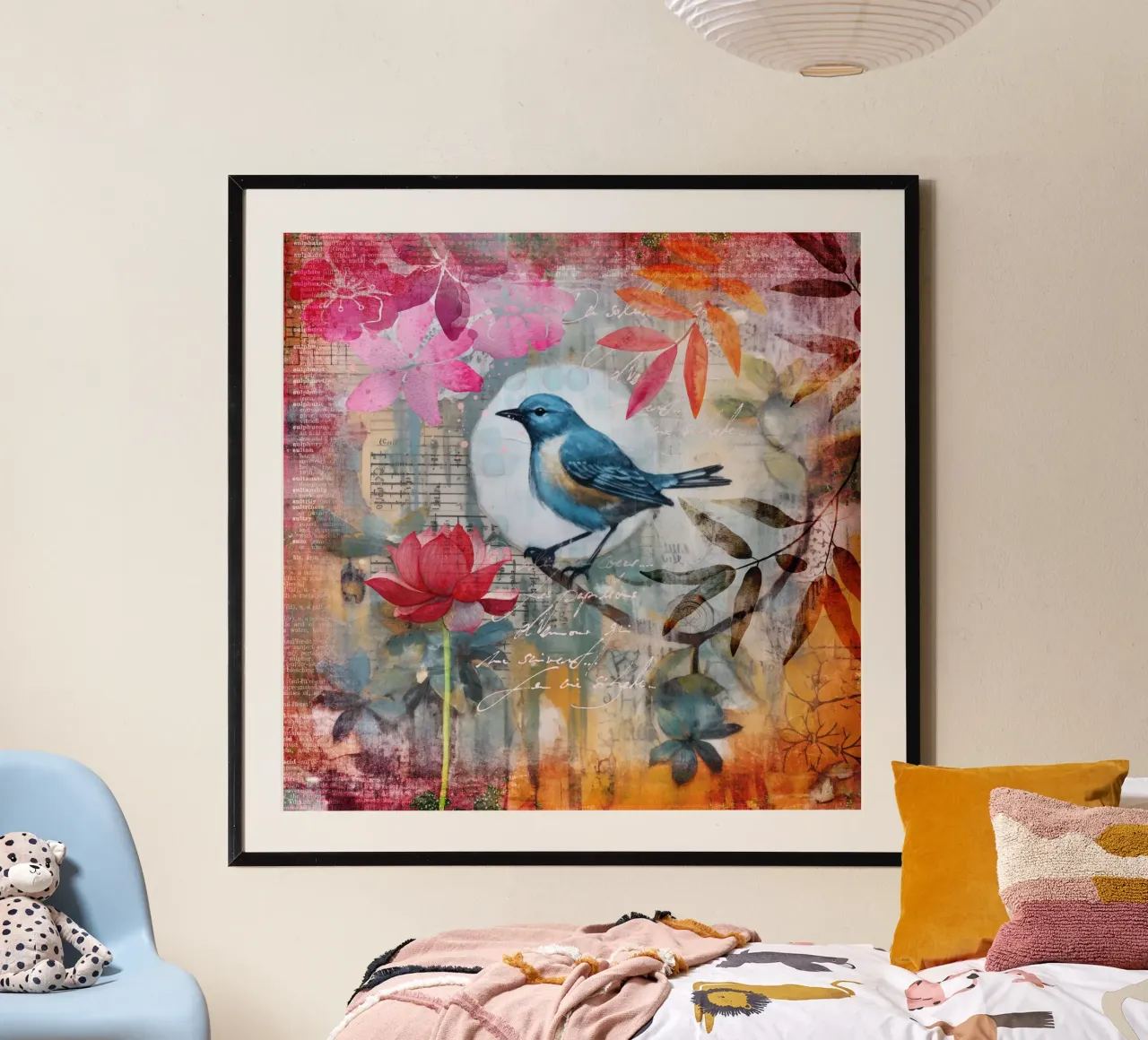 Uccelli di fine estate poster con telaio in legno da Andrea Haase Vintage World