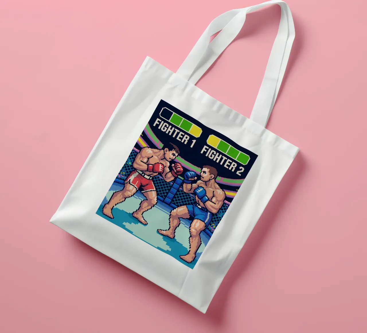 Combattimento MMA retrò - Gioco arcade in stile Pixel Art borsa in juta da GameDay Studio