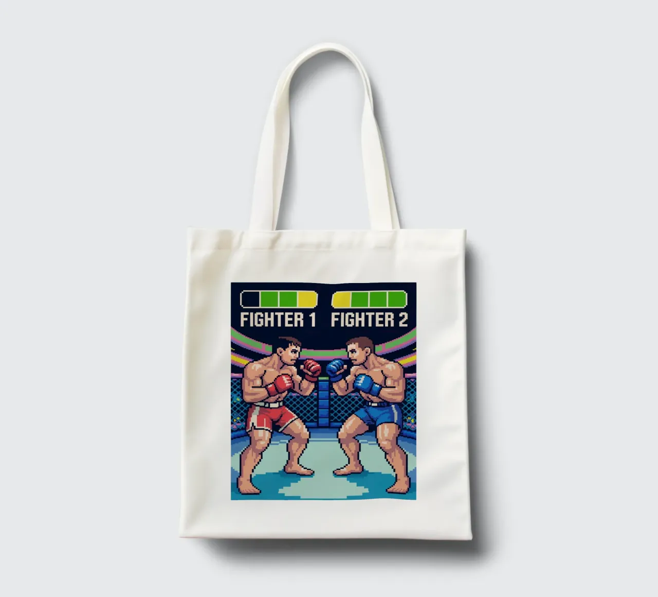 Combattimento MMA retrò - Gioco arcade in stile Pixel Art borsa in juta da GameDay Studio