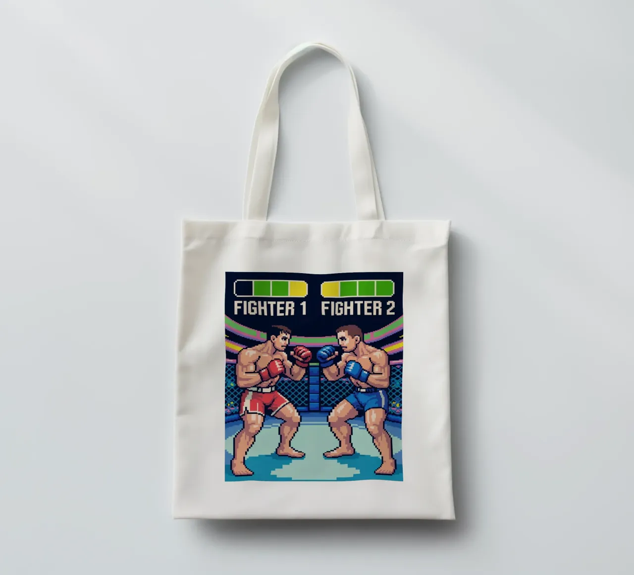 Combattimento MMA retrò - Gioco arcade in stile Pixel Art borsa in juta da GameDay Studio