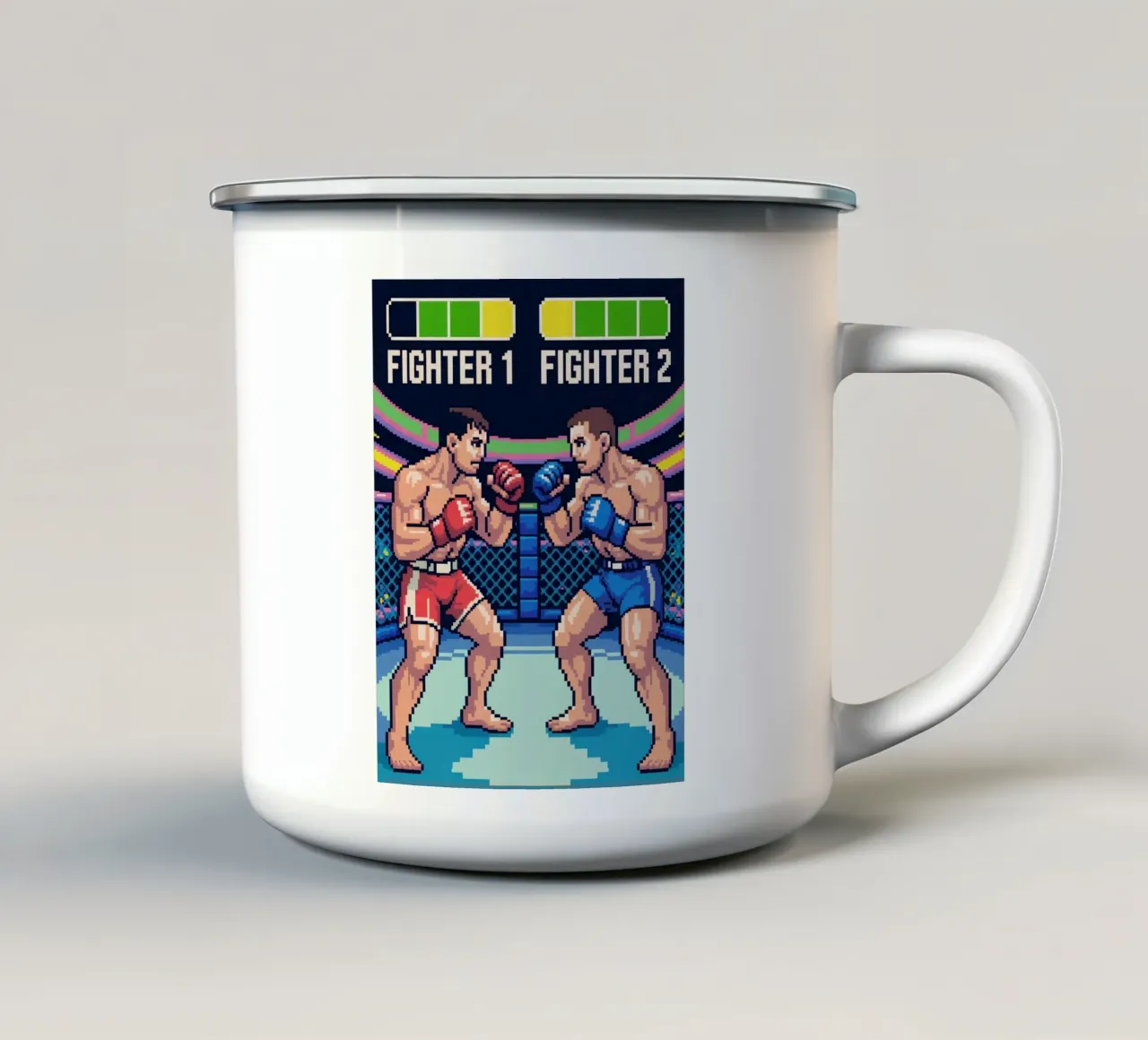 Combattimento MMA retrò - Gioco arcade in stile Pixel Art tazza in smalto da GameDay Studio