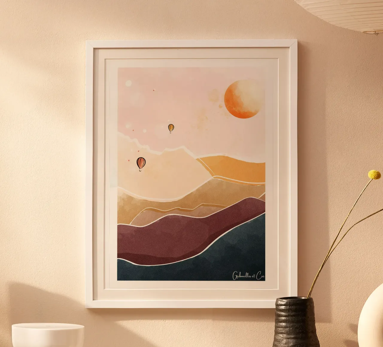 Mongolfiere poster con telaio in legno da Gribouillis et Cie