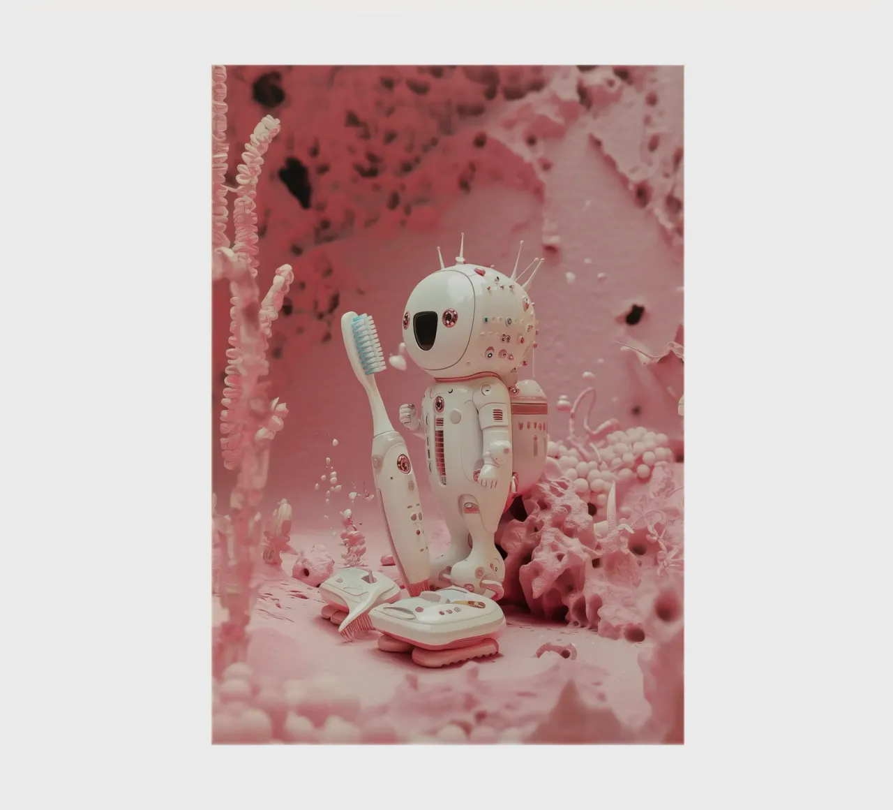 "Cosmic Clean" - Cute Robot Astronaut Art Print notebook by Dental art