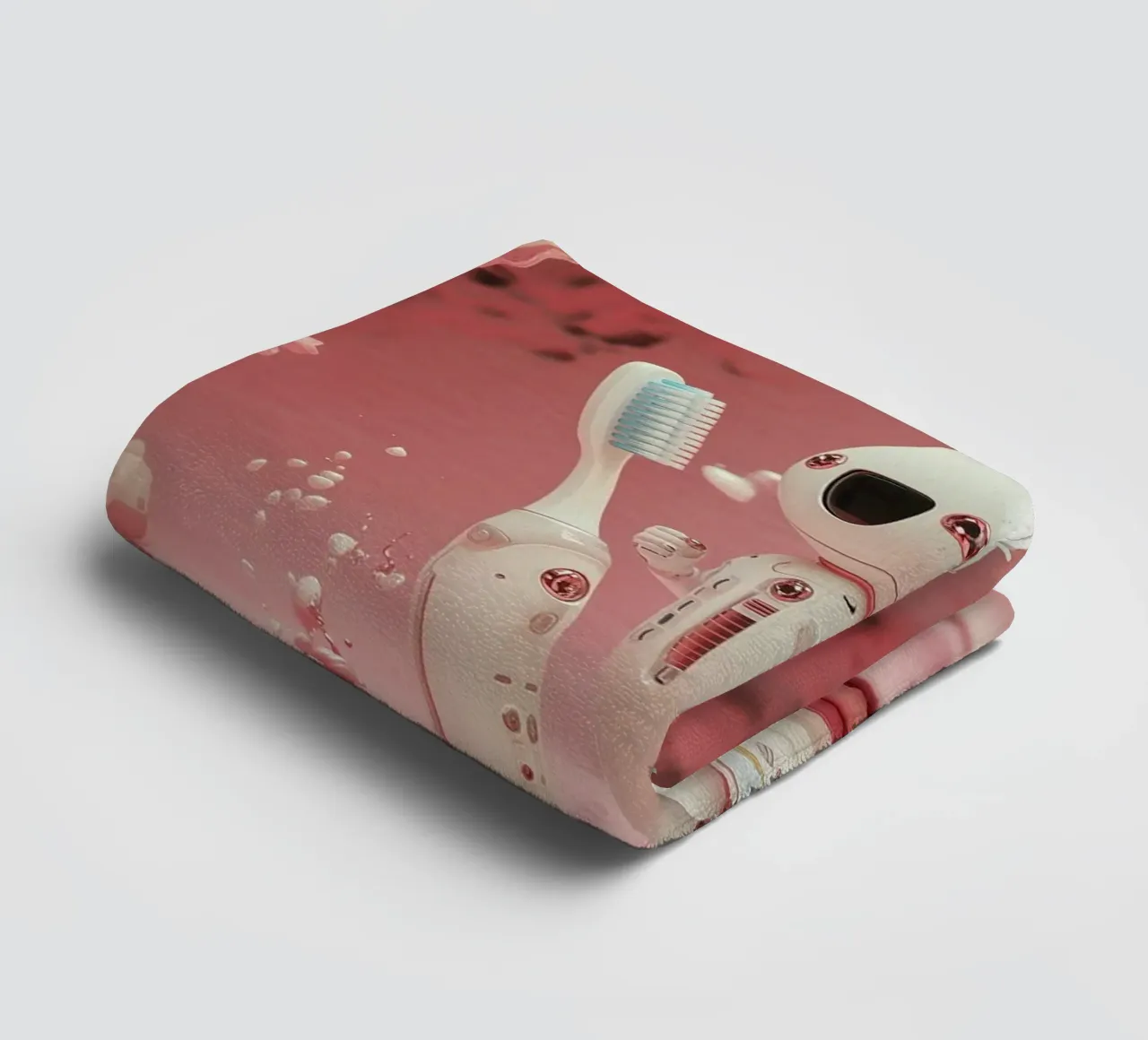 "Cosmic Clean" - Cute Robot Astronaut Art Print towel by Dental art