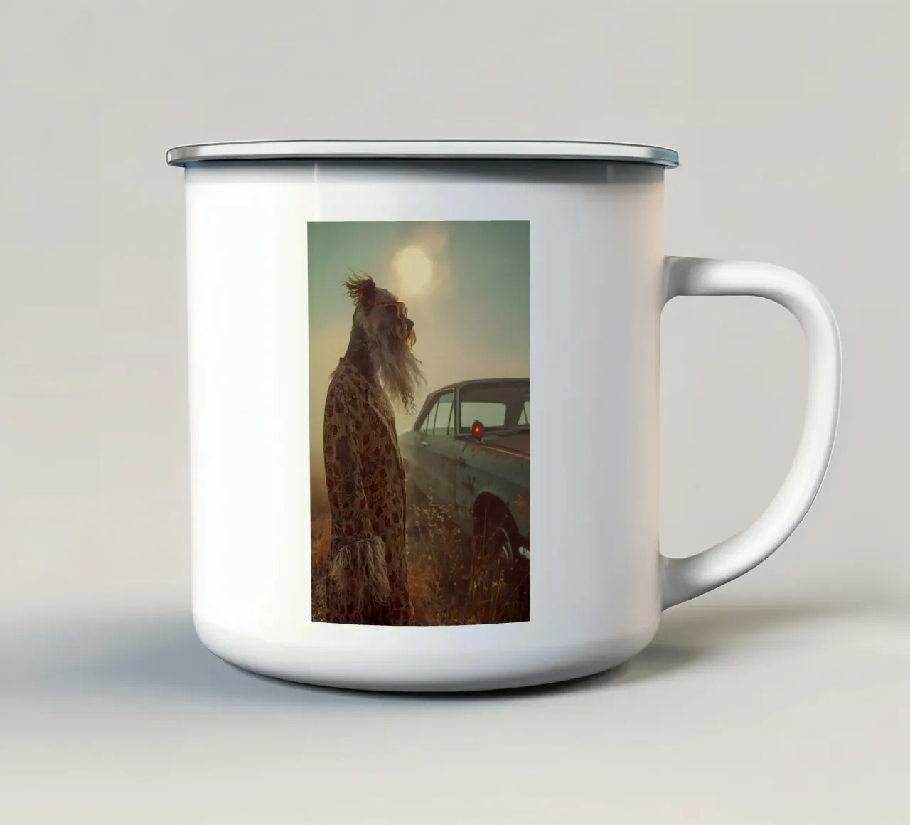 Wyatt enamel mug by Affiches Chien Originales – Dogland